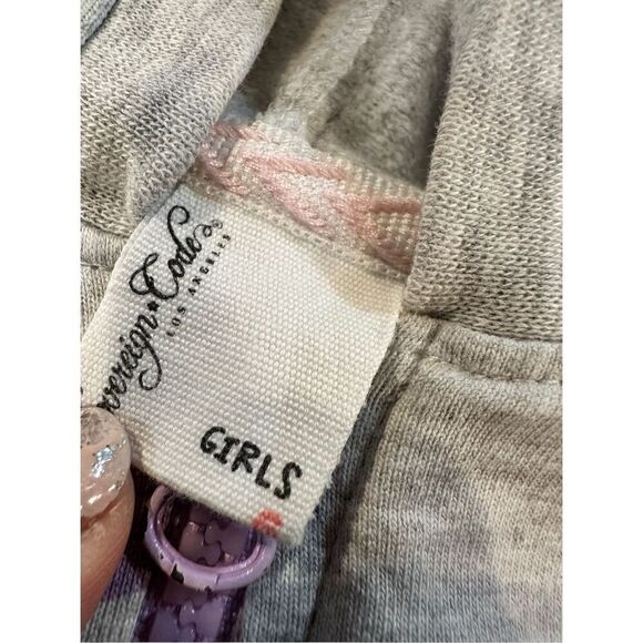 Sovereign code zip up hoodie shorts set of 2 grey stars sz 6 girls - Picture 6 of 6